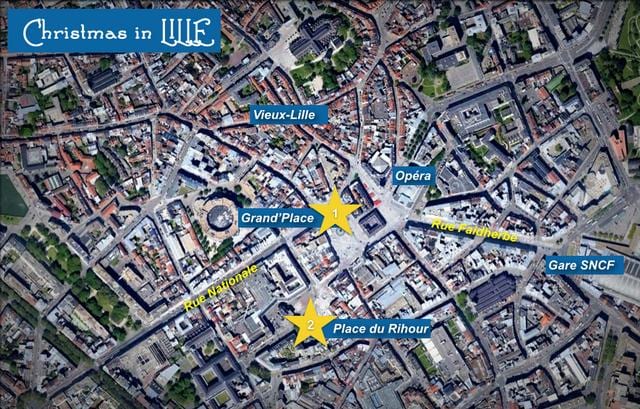mapa Lille jarmark Bożonarodzeniowy