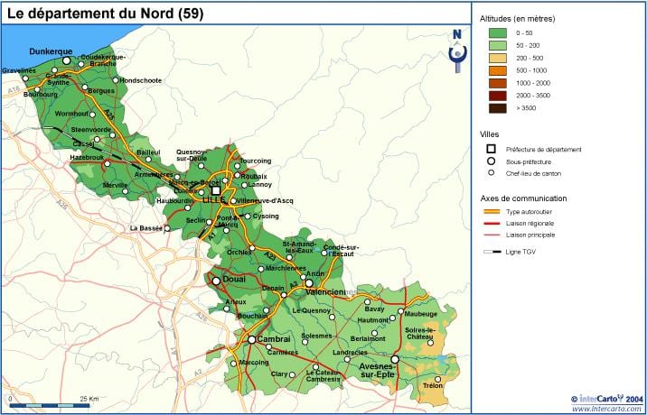 mapa topograficzna Lille