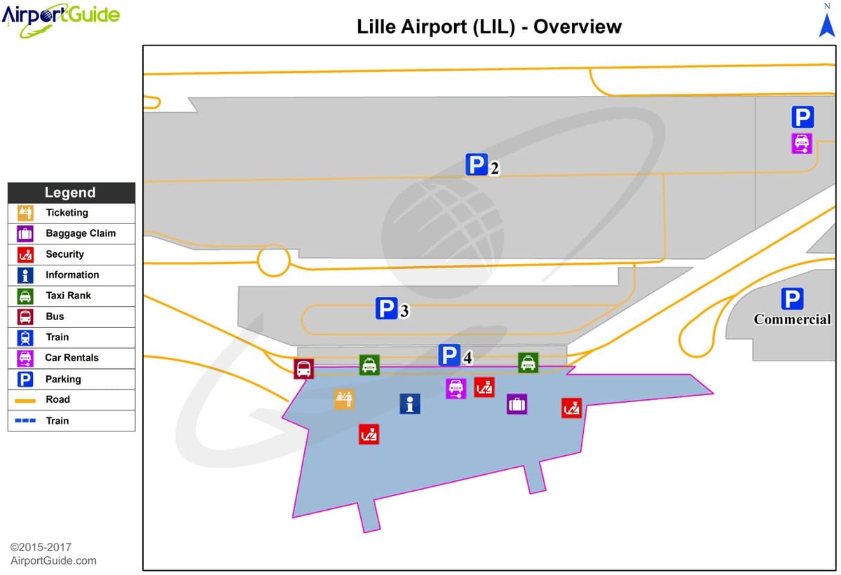 mapa lotniska Lille