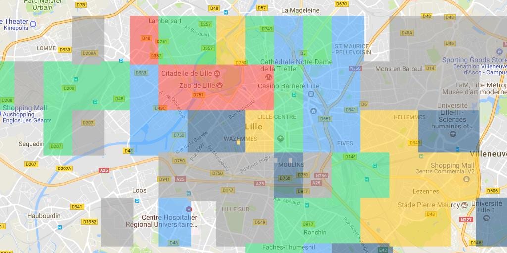 mapa dzielnicy Lille