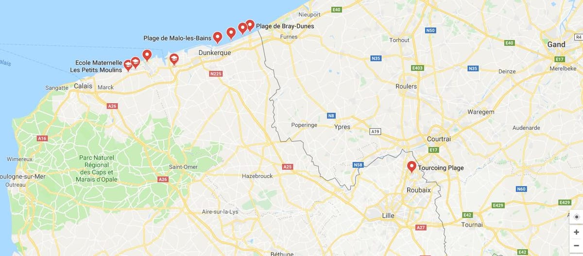 mapa plaży Lille