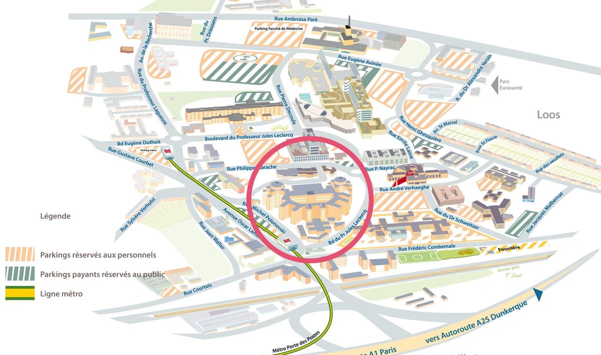 mapa szpitala w Lille 