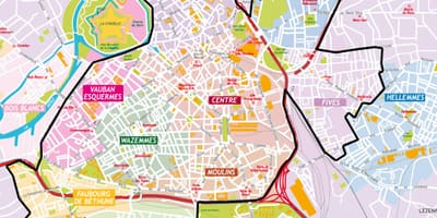 Mapa przedmieściach Lille