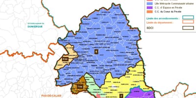 Mapa powiatu Lille